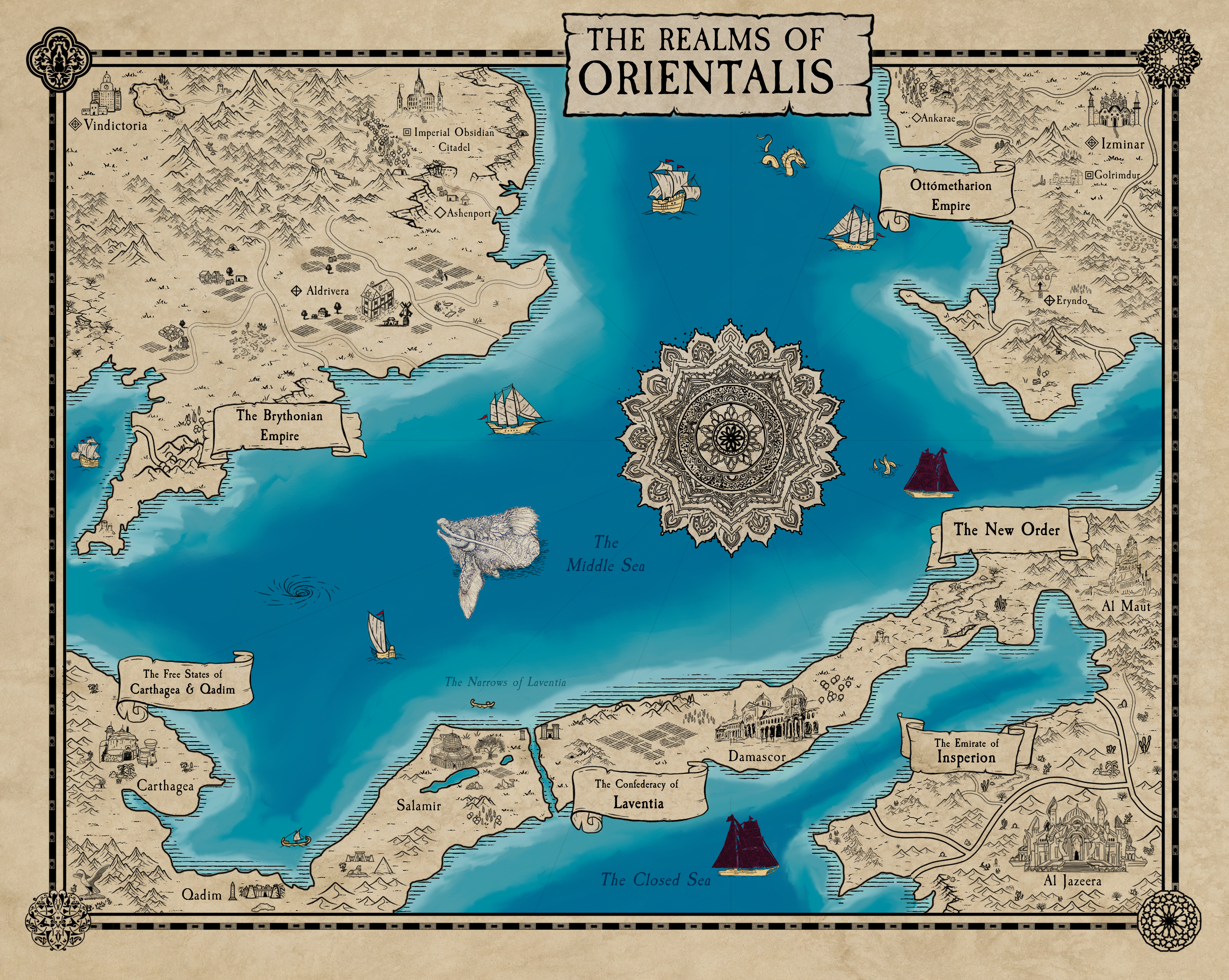 The Realms of Orientalis — a fantasy map by Rashed Al Jayousi